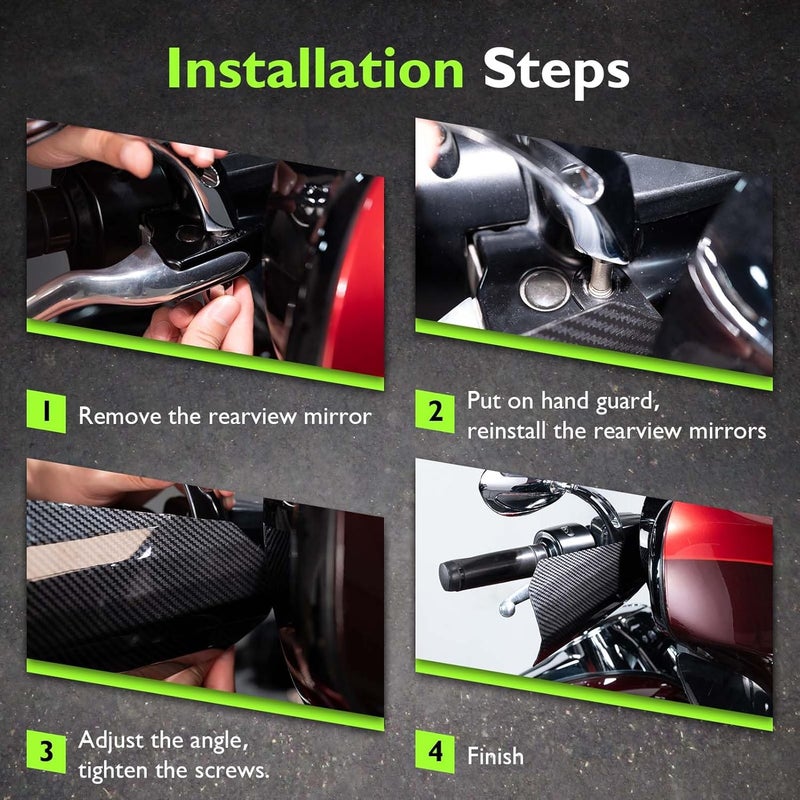 MoFun Motorcycle Handguards Coffin Cut Steel Carbon Fiber Hand Guards Compatible with Harley Touring Street Glide Road King Electra Road Glide Ultra Limited with Hydraulic Clutch 2014-2025, Black - Image 4
